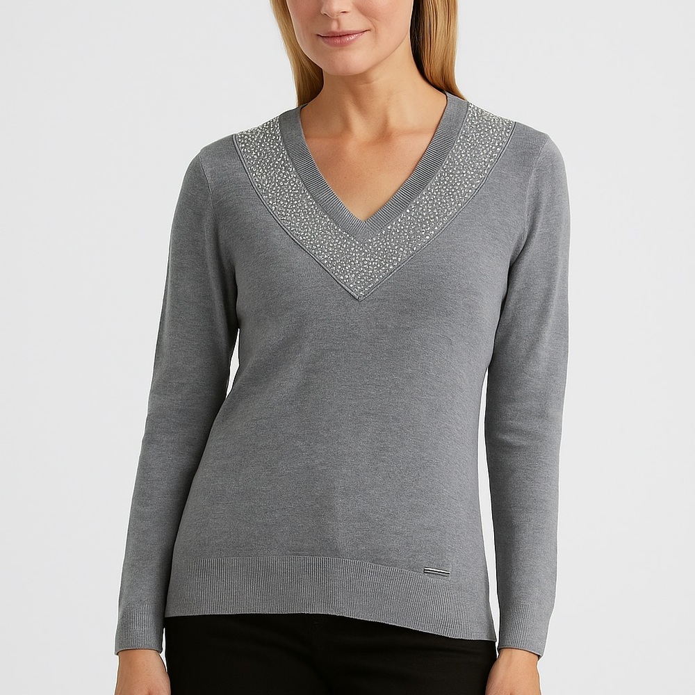 Michael Kors Silver V-Neck Sweater